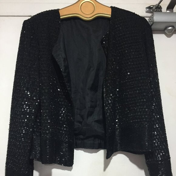 VINTAGE FRANK USHER SILK SEQUIN JACKETS SIZE 8 - Picture 6 of 8